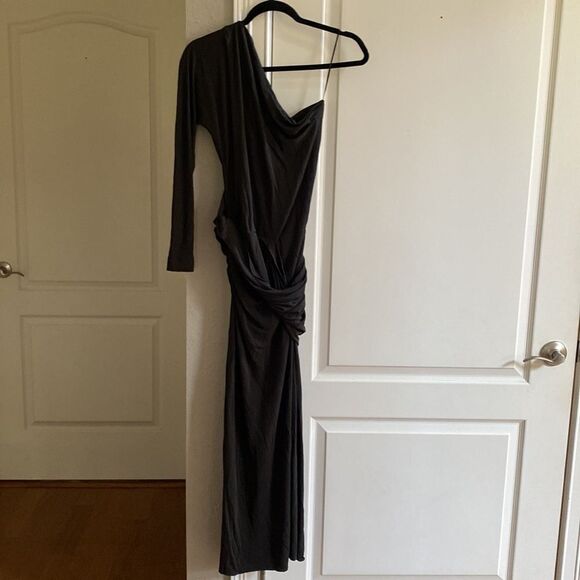 Zara One Arm Asymmetrical Longsleeve long‎ Dress Black XS Nwt - Picture 3 of 8